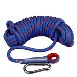 MUTUACTOR High Strength Durable Polyester Cord with Carabiner Diameter 10mm*10m Outdoors Rope for Climbing, Camping, Hiking, Magnet fishing, tie-downs, Hunting