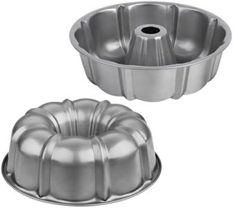 Onader 10 Inch Nonstick Cake Pan, 2 Pack Round Fluted Tube Pans for Baking Pound Cake, 10 Cups Large Capacity Baking Mold, Gray