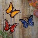 QMCAHCE Large Metal Butterfly Wall Decor 3Pack 3D Iron Art Sculpture Butterfly Decoration for Indoor and Outdoor, Patio, Fence, Garden, Yard, Bedroom, Living Room