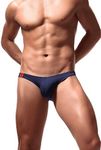 Newsywell Men's Spandex Bikinis Micro Low Rise Swim Swimwear Briefs Spandex Underwear Navy Blue Medium