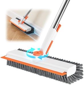 HelpX Floor Scrub Brush with Long Handle, 3 in 1 Deck Brush with Squeegee