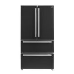 FORNO 36" Espresso Moena French Door Stainless Steel Refrigerator - 19.2 Cu.ft Kitchen Fridge with LED Display and Ice Maker - Frost-free Swing Double Door Fridge with Inverter Compressor, Black