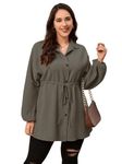 GRECIILOOKS Women Polycotton Casual Regular Fit Western Dress (Brown, XX-Large)