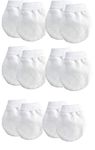 6 Pairs Baby Anti Scratch Mittens 100% Cotton - Multi Listing - White, Pink, Blue, Lemon (White)