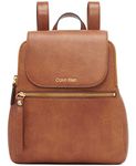 Calvin Klein Women's Elaine Bubble Lamb Novelty Key Item Flap Backpack, Caramel Combo, One Size