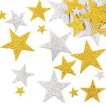 Aidi Star Stickers, 50PCS Gold & Silver Glitter Foam Self Adhesive Mini Teacher Reward Scrapbook Stars for Crafts Art Craft Classroom, AD-CX-JYWJXPMTZ01-GD50