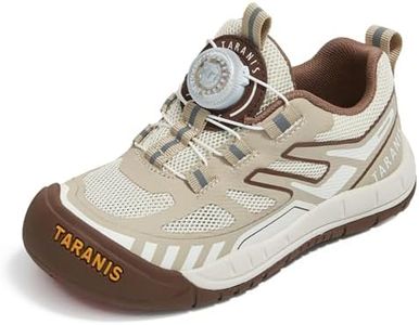 Boys Low Top Hiking Shoes Kids Sneakers with Dial Closure Non-Slip Rubber Sole & Shock Absorbing Heel, Breathable Mesh for Outdoor Walking Running Age 8-9Years