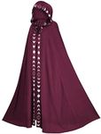 Honeystore Unisex Medieval Renaissance Cloak Long Cosplay Halloween Hooded Cape Red 2XL/3XL