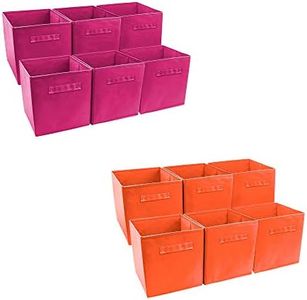 Sorbus Foldable Storage Cube Basket Bin (Set of 12, 6 Pink, 6 Orange)