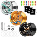 MAGICYOYO Pack of 3 Yoyo, N11 Unresponsive Alloy Yoyos Professional Yoyo Toys with 3 Yoyo Gloves, 3 Yoyo Bags, 9 Yoyo Strings with Gift Package