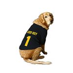 Ruse Basic Crew Neck Good Boy Jersey No.1 Printed Half Sleeves Dog T-Shirt/Apparel/Clothes/Tees Gift for Dogs.(Black) Medium (Chubby Pugs, Beagle etc.)