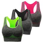 TOBWIZU Racerback Sports Bra for Women Choose - Color & Size - Padded Seamless for Women Pocket Yoga Workout Gym Bras