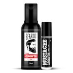 Beard & Hair Growth Oil 50ml V2 with Mustache Growth Roll On 8ml for Men | Beard Growth Serum, Hair Regrowth Oil, Patchy Beard Solution, Thick Beard Kit for Men (Pack of 2)