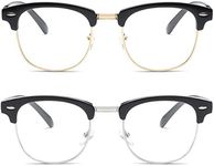 aisswzber Fashion Vintage Classic Semi-Rimless Half Frame Clear Lens Glasses, 2pack