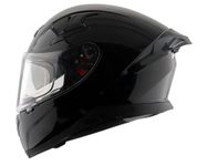 Axor Apex Solid ISI ECE DOT Certified Glossy Black Full Face Dual Visor Helmet for Men and Women with Pinlock Fitted Outer Clear Visor and Inner Smoke Sun Visor Black(M)