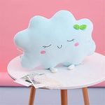 Peach Cuddle Cute Cloud Shaped Velvet Fluffy Fur Cushion for Kids Room, Living Room, Bedroom, Luxury Furnishing, Throw Pillow (16x16 inch, Blue)