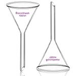 BorinGlass (2 Pack) Glass Funnel Short Stem Borosilicate Glass Lab Filter Funnel, 100 mm Diameter and Stem Length