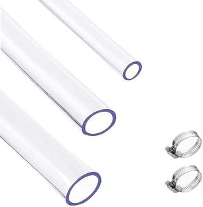 Clear Tubing Assortment, 6mm 7mm 8mm ID, 9 Meters Lengh In All, 1mm Thickness, Flexible Plastic Tube For Home Repair Water Oil Transfer Aquarium, BPA Free and non-toxic, with 2 Hose Clamps