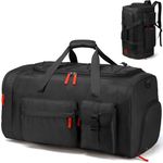 Lyweem Large Duffle Bag Backpack for Travel, 75L Heavy Duty Gym Duffel Bag with Shoes Compartment for Men & Women, Weekender Overnight Sports Backpack for Traveling, Black