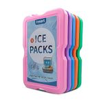 Home Freezer Blocks Ice Packs for Lunch Bags & Coolers - Slim, Reusable & BPA-Free Freezer Packs | Long-Lasting, Quick Freeze | Perfect for Picnic, Camping, Beach & Outdoor Sports (Colored - 5 Pack)