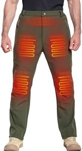 DEWBU Heated Pants for Men with 12V Battery Pack, Olive Green, 3XL | Fast Heating, 5 Heating Zones, Fleece Lined, Water Resistant, Machine Wash, Winter Hunting, Outdoor Work, Motorcycle Trouser