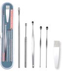 MOMITTLE® Ear Wax Cleaner Resuable Ear Cleaner Kit Ear Cleaner Tool Set with Storage Box Ear Wax Remover Tool Kit with Ear Curette Cleaner and Spring Ear Buds Cleaner - 6 Pc Set