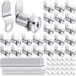 Kenning 24 Sets Cabinet Locks with Keys Cabinet Lock for Secure Drawer Mailbox RV Storage Box Replacement Lock, Zinc Alloy (1-1/8'' Cylinder Length, 0.9'' Max Panel Thickness)