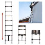 8.5FT/2.6M Multi-Purpose Folding Telescopic Ladder for Decorating Painting Indoor Outdoor,Extendable Portable Loft Ladder with Adjustable Height,Max Load 330lb/150kg