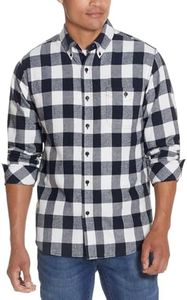 Weatherproof Vintage Men’s Flannel Shirt, Regular Fit Cotton Plaid, Classic Collared Neck Long Sleeve Flannel Shirt for Men, Black Small