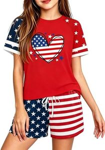 WOSHN Kids 4th of July Outfit for Girls Boys American Flag Patriotic Outfits 250th Anniversary USA Shirt and Shorts(Red3,130)