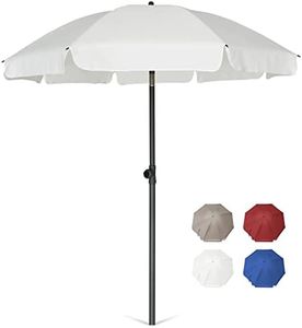 AMMSUN Patio Umbrella Market Table Umbrella 6.5 ft Tilt Steel Pole UPF50+ Protection, Great for Outdoor Garden Backyard (White)