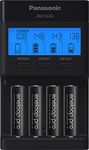 Panasonic K-KJ65KHA4BA Super Advanced 4-Position Quick Charger with LCD Indicator Panel, USB Charging Port and 4AA eneloop pro Rechargeable Batteries, Black