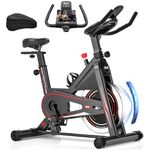 DMASUN Indoor Exercise Bikes for Home Gym Use with LCD Display, Spin Bike with Tablet Holder & Comfortable Seat Cushion, Super Quiet Fitness Bike for Home Cardio Workout with Heart Rate Sensor