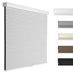 Boolegon Blackout Cellular Shades Cordless Pull Down Cellular Blinds Thermal Insulated Noise Reduction Honeycomb Blinds for Windows, White