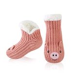 HapiLeap Slipper Socks Women Non Slip Fluffy Socks Cute Animal Thick Knitted Fleece Lined Low Cute Ankle Warm Cosy Bed House Socks for Women Girls Winter Gifts (Red)