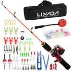 Spinning Rod,RUSUO Ice Fishing Rod Reel Combo Complete Kit with Ice Skimmer Scoop and Carry Bag Lures Hooks Swivels Accessories