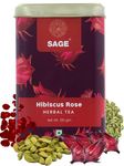 SAGE Premium Roselle Hibiscus Sabdariffa Herbal Tea - Hibiscus Rose Herbal Sabdariffa Tea Loose Leaf - Rosella Tea - Made with Natural Dried Hibiscus Flowers - 100 GM