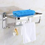 Plantex Bathroom Accessories-Stainless Steel 304 Grade Folding Towel Rack/Towel Hanger/Bathroom Organizer(24 Inch-Chrome)