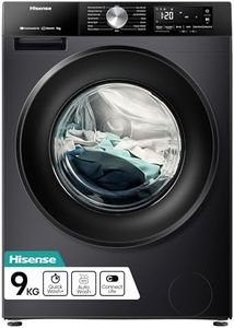 Hisense 3S WiFi Series WF3S9043BB3 9 KG Front Load Washing Machine Durable Inverter, Steam Wash, Quick Wash, 19 Programmes 1400 RPM - Black Energy Rating A