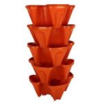 LARGE Vertical Gardening Stackable Planters by Mr. Stacky - Grow More Using Limited Space And Minimum Effort - Plant. Stack. Enjoy. - Build Your Own Backyard Vertical Garden - DIY Stacking Container System - For Growing Strawberry, Tomato, Pepper, Cucumber, Herbs, Lettuce, Greens, & Much More - Indoor or Outdoor - Stackable Pots (5)
