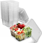 MT Products Small Plastic 4 Compartment Meal Prep Containers with Lids - Disposable Divided Compartment Bento Box for Lunch, Snacks or Travel 6 in x 6 in (15 Pieces) - Made in The USA