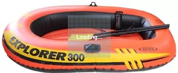 Intex Explorer Boat 300 for 3 Person 186KG (83" X 46" X 16" ) with Oars & Pump Inflatable Swimming Pool (Orange)