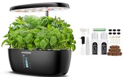 Indoor Garden Hydroponic Growing System: 12 Pods Plant Germination Kit Herb Garden Kit Growth Lamp Countertop with LED Grow Light Hydrophonic Planter Grower Harvest Vegetable Lettuce Black