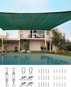 Quictent 185GSM HDPE Sun Shade Sail Canopy Green 98% UV-Blocked for Patio Outdoor Activities with Hardware Kits (24'x24')