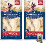B a r k w o r t h i e s Cow Ears Dog Chews - 2 Pack High Protein Cow Ear All Natural Dog Treats - Grain Free, Rawhide Free Chews for Training and Aggressive Chewer with E-Book for Barkworthies