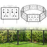 TANGZON Garden Fence 8 Pack, 464 x 58 cm Decorative Animal Barrier Border for Dog Rabbit, Rustproof Non-dig Galvanized Metal Fence, Wire Fencing Flower Bed Edging for Yard, Lawn, Landscape