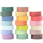 Yubbaex 20 Rolls Solid Colors Washi Tape Set Pastel Colored Masking Rainbow Decorative Tapes, Designer's Selection