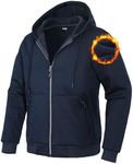 Pioneer Camp Zip Up Hoodie Men Fleece Lined with Zipper Pocket Heavyweight Hooded Sweatshirt Loose Fit Winter Active Jacket Navy