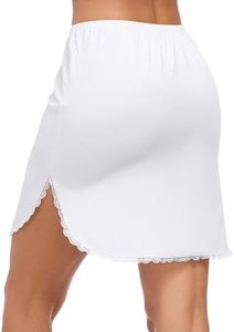 MANCYFIT Half Slips for Women Underskirt Short Mini Skirt with Floral Lace Trim White XXX-Large