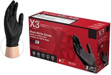 X3 Black Nitrile Disposable Industrial-Grade Gloves 3 Mil, Latex and Powder-Free, Food-Safe, Non-Sterile, Lightly-Textured